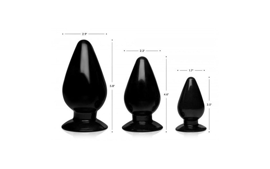 Master Series Triple Cones 3-Piece Anal Plug Set, Black