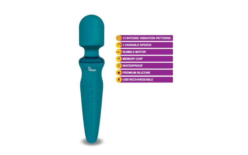 Viben Fierce Rechargeable Wand Massager, Blue