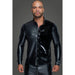 Noir Powerwetlook PVC Long Sleeved Shirt w Button Placket, Black, S, M, L, XL