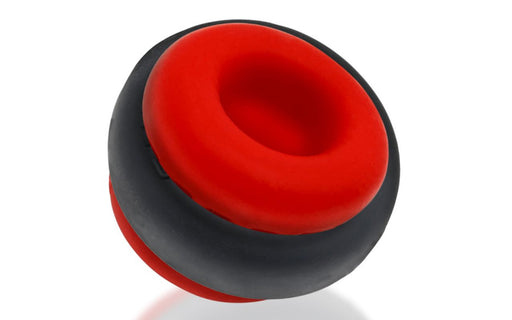 OxBalls ULTRACORE Ball Stretcher with AXIS Ring in Red Ice.