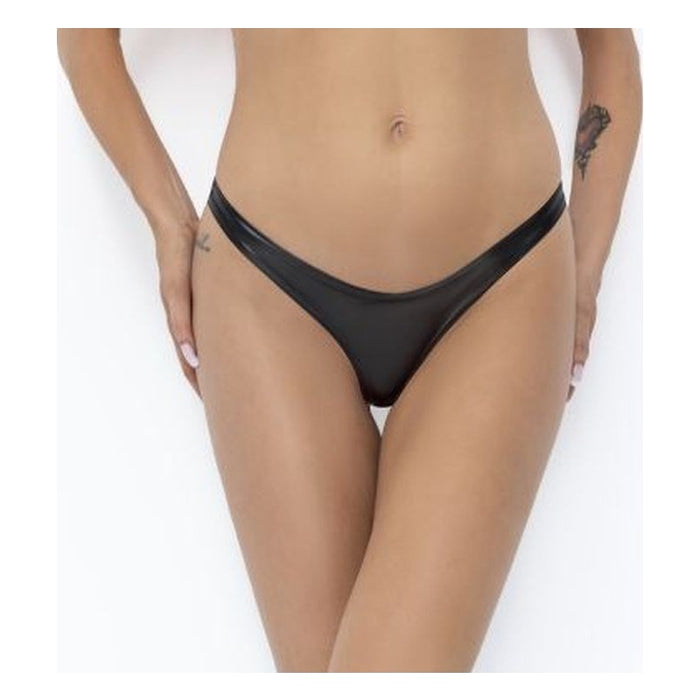 Noir Power Wetlook Thong, Black, Medium