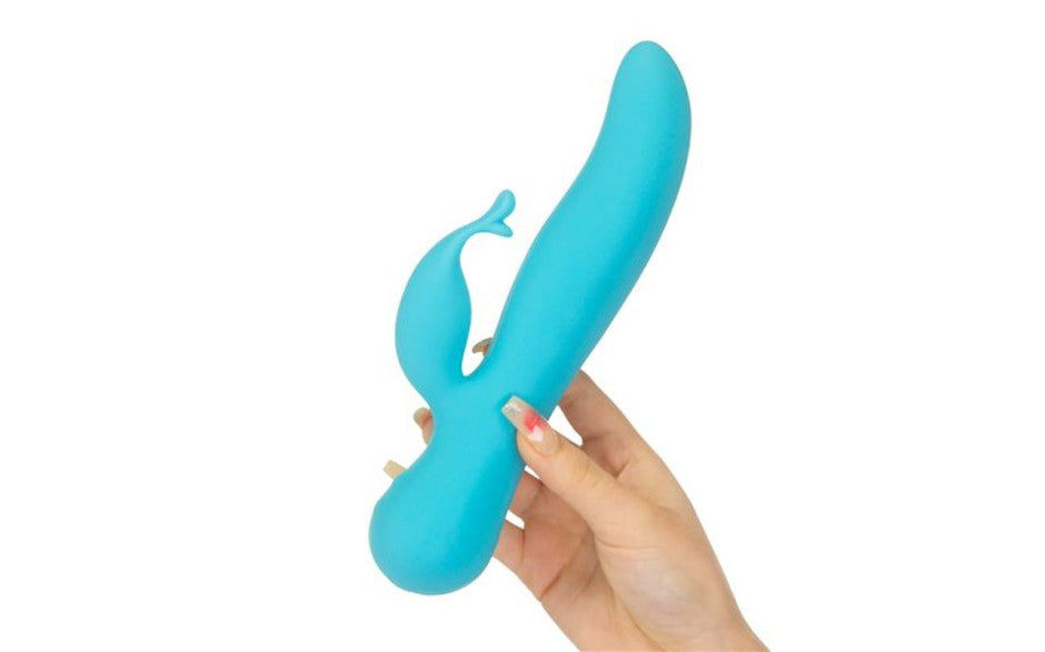 Kissing Swan Rechargeable Rabbit Vibrator, Blue