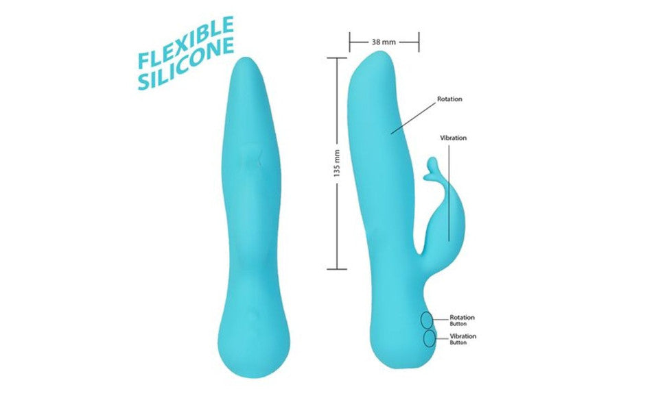 Kissing Swan Rechargeable Rabbit Vibrator, Blue