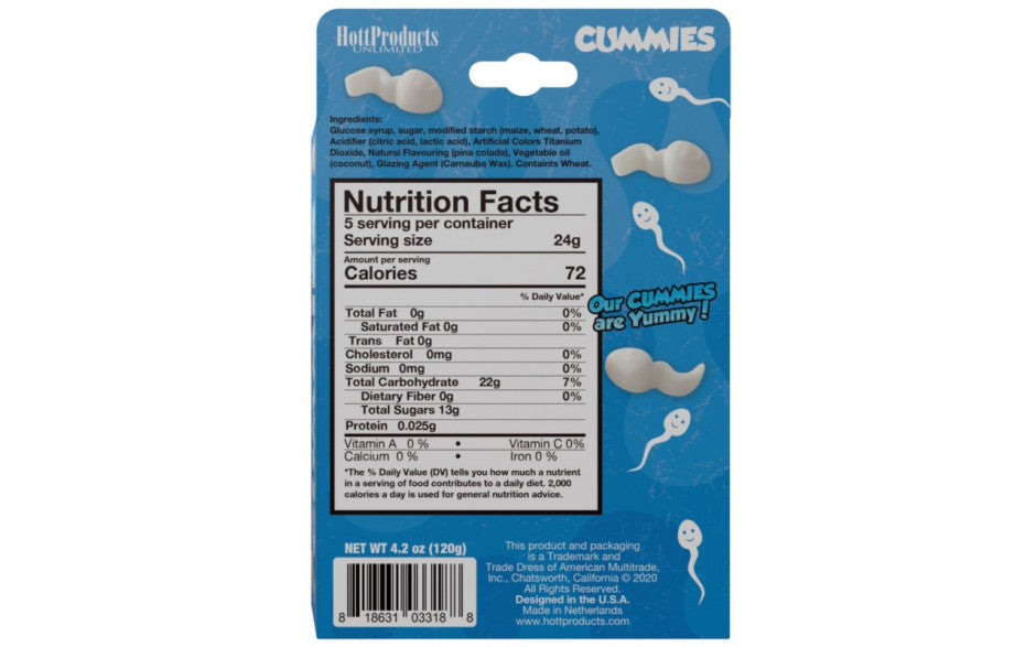 Cummies Sperm Shaped Pina Colada Gummies, 25-pack