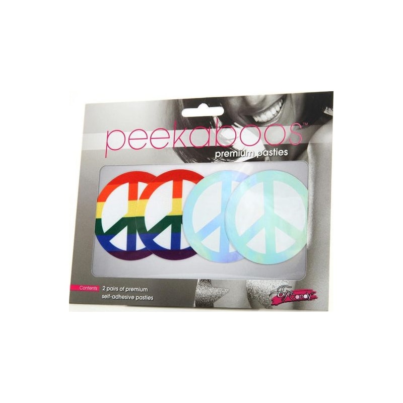 Pride Peace Sign Pasties, Rainbow, 2-pack, One Size
