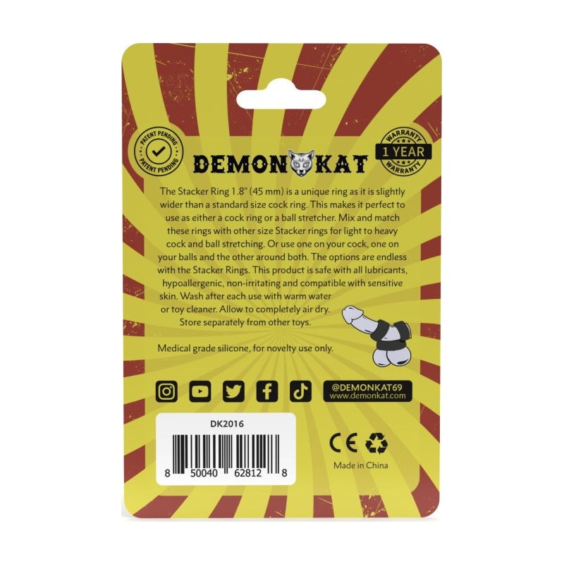 Demon Kat Stacker Ring, 1.8in/45mm, Black
