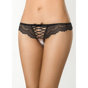 Axami Lingerie Brazilian Open Crotch Panty, Black, XL