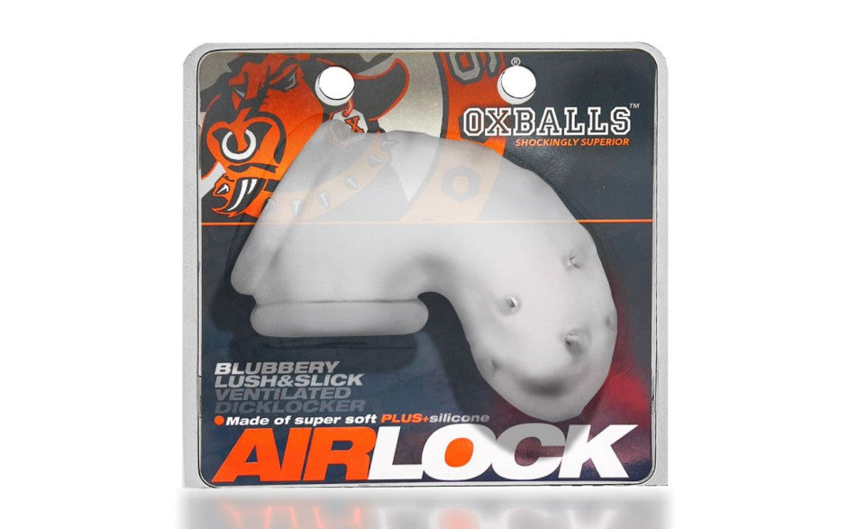 OxBalls Airlock Air-Lite Vented Chastity Cage, Clear Ice