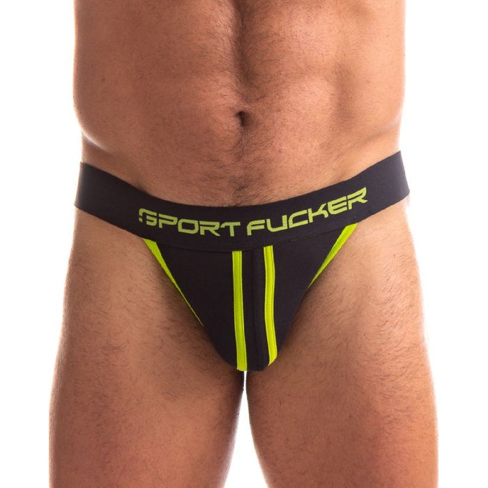 Sport Fucker Jersey Jock, S/M/L, Black/Green