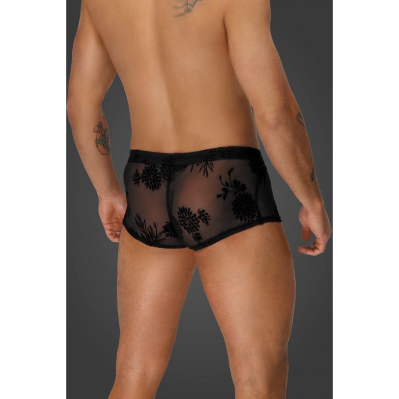 Noir Flock Embroidery Short-Shorts for Men, Black, S-XL