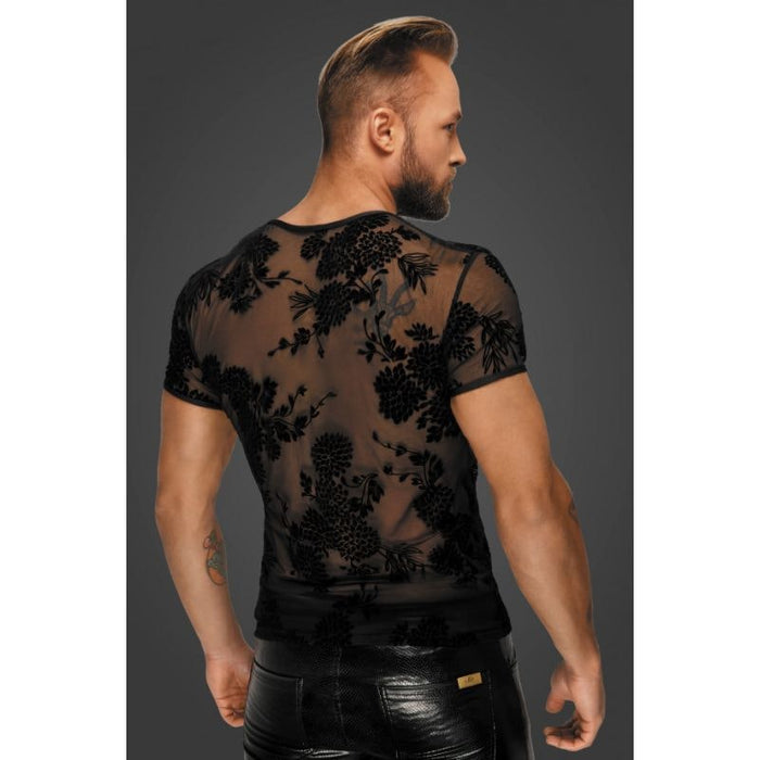 Noir Flock Embroidery T-Shirt for Men, Black, S-XL