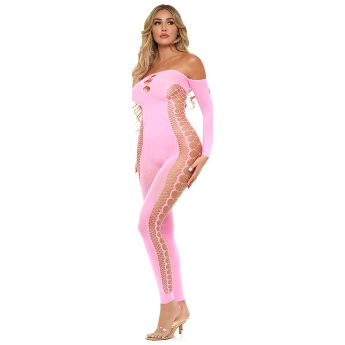 Pink Lipstick Diamond Drippin Bodystocking, Pink, One Size