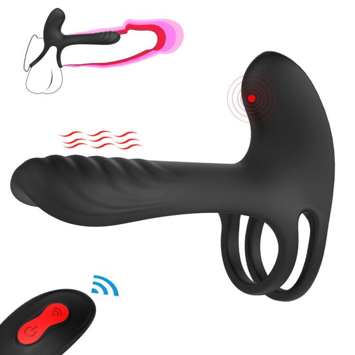 Frank Remote Control Vibrating Penis Shaft and Clit Stim Enhancer, Black