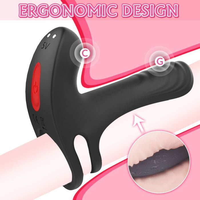Frank Remote Control Vibrating Penis Shaft and Clit Stim Enhancer, Black