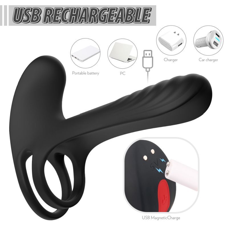 Frank Remote Control Vibrating Penis Shaft and Clit Stim Enhancer, Black