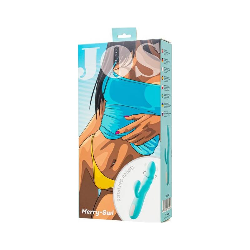 JOS Merry Swirl Rotating Shaft Rabbit Vibrator, Blue