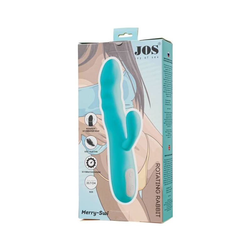 JOS Merry Swirl Rotating Shaft Rabbit Vibrator, Blue