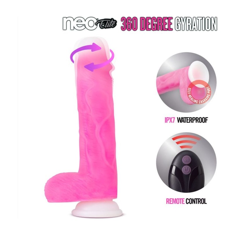 Neo Elite Roxy Gyrating Dildo, 8in, Pink