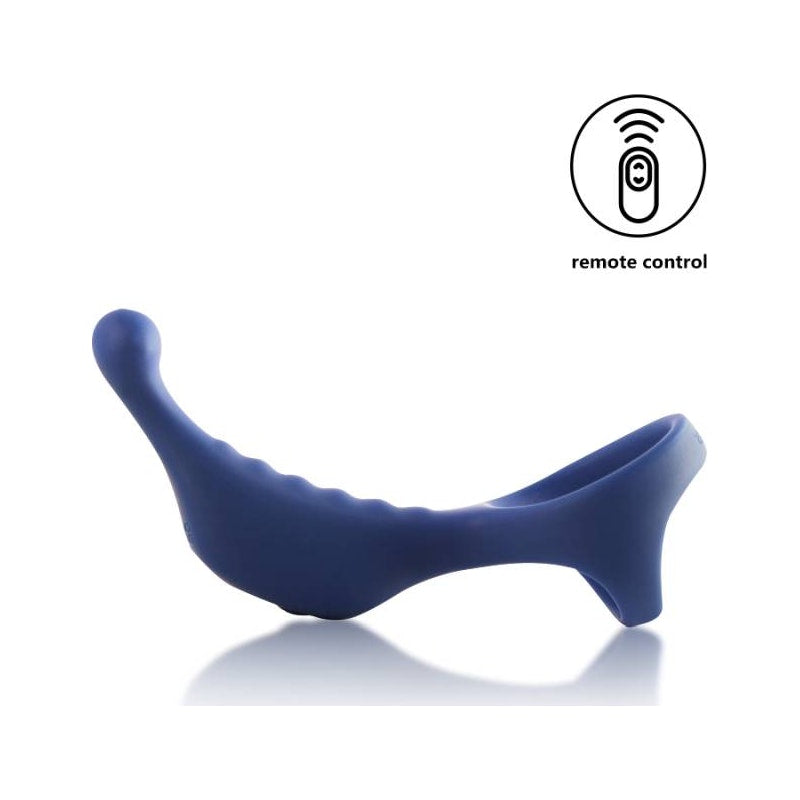 Arosum Underquaker Vibrating Anal Probe with Cockring and Remote, Blue
