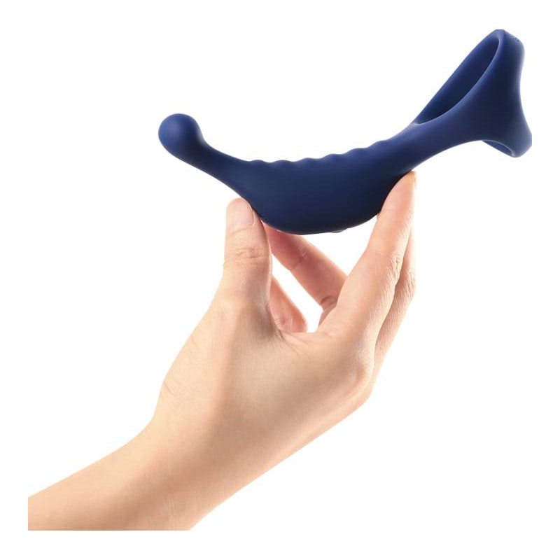 Arosum Underquaker Vibrating Anal Probe with Cockring and Remote, Blue