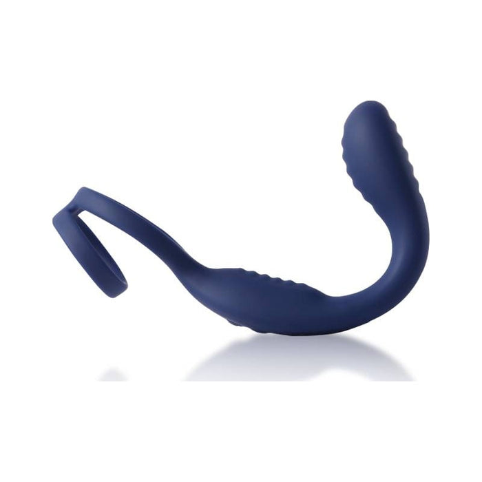 Arosum VibraDuo Vibrating Anal Probe and Perineum Stim with Cockring, Blue