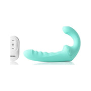 Arosum VibraTwin Rechargeable Come Hither Strapless Strap On with Remote, Green