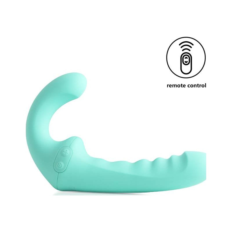 Arosum VibraTwin Rechargeable Come Hither Strapless Strap On with Remote, Green