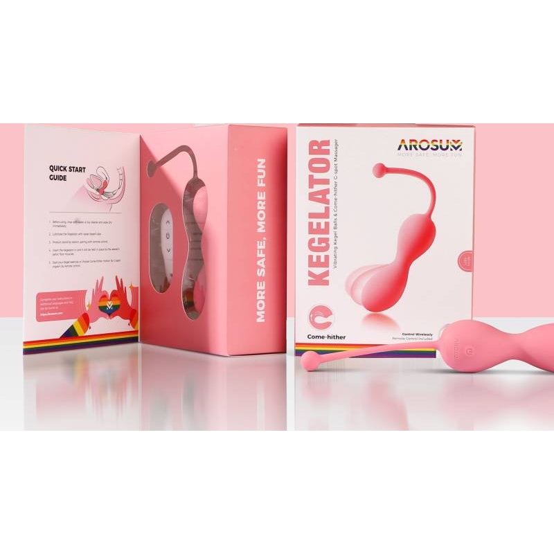 Arosum Kegelator Duo Vaginal Balls Come Hither Stimulator with Remote, Pink