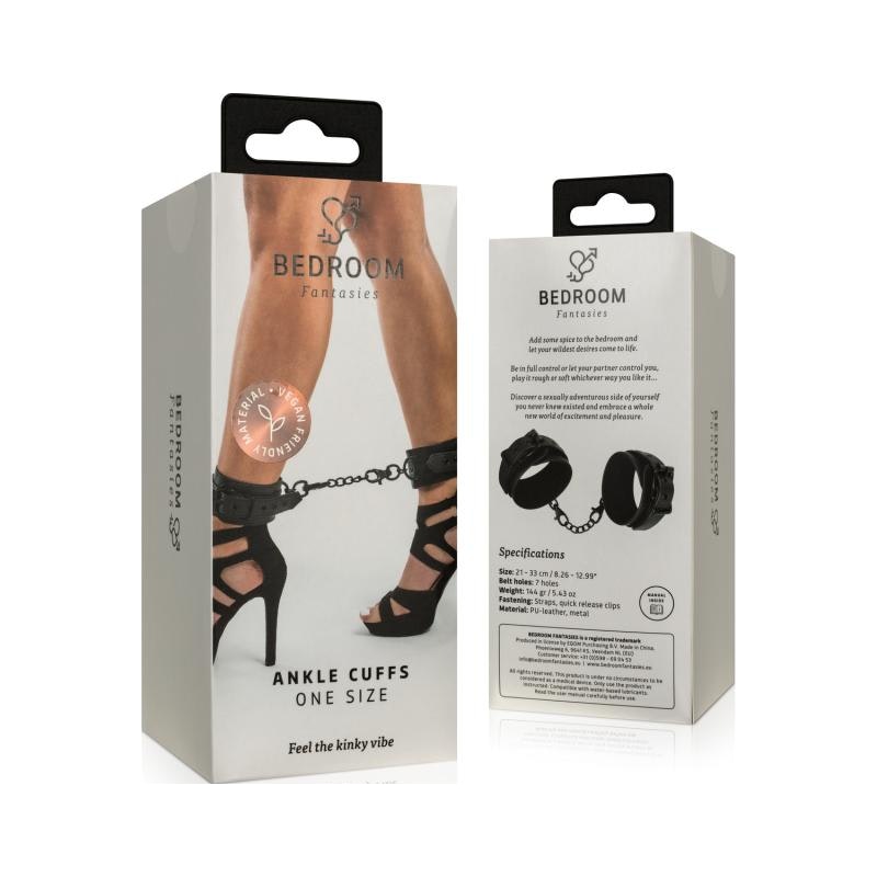 Bedroom Fantasies Faux Leather Ankle Cuffs, Black