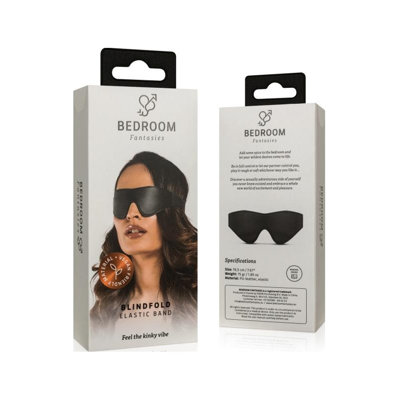 Bedroom Fantasies Faux Leather Blindfold, Black