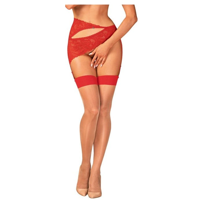 Obsessive S814 Stockings, Red, L/XL