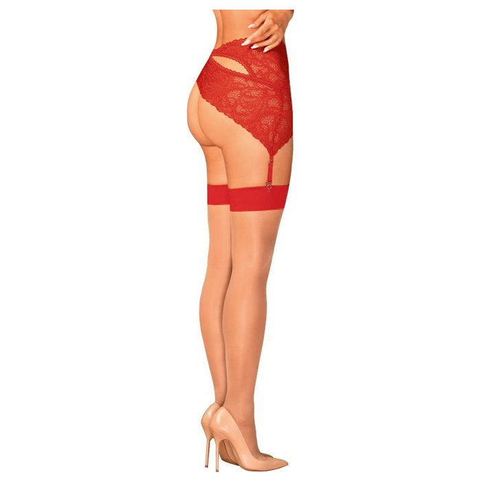 Obsessive S814 Stockings, Red, L/XL