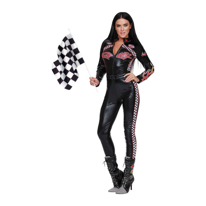 Dreamgirl Start Your Engines Costume, Black, S, M, L