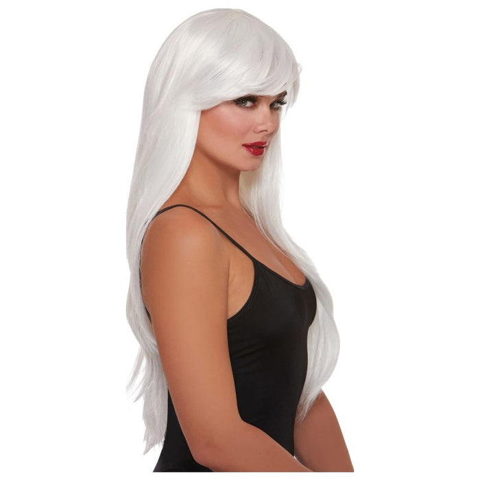 Dreamgirl Layered Long Wig, White, One Size