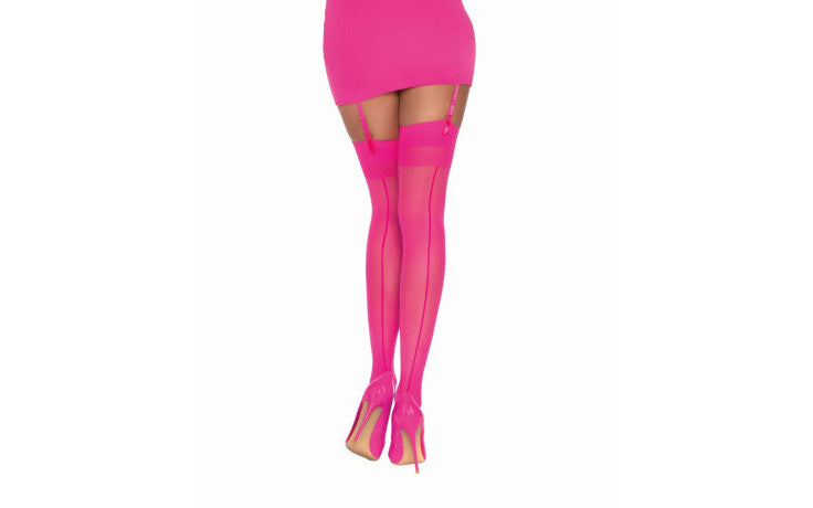 Dreamgirl Back Seam Sheer Thigh High Stockings, Various Colours, One Size