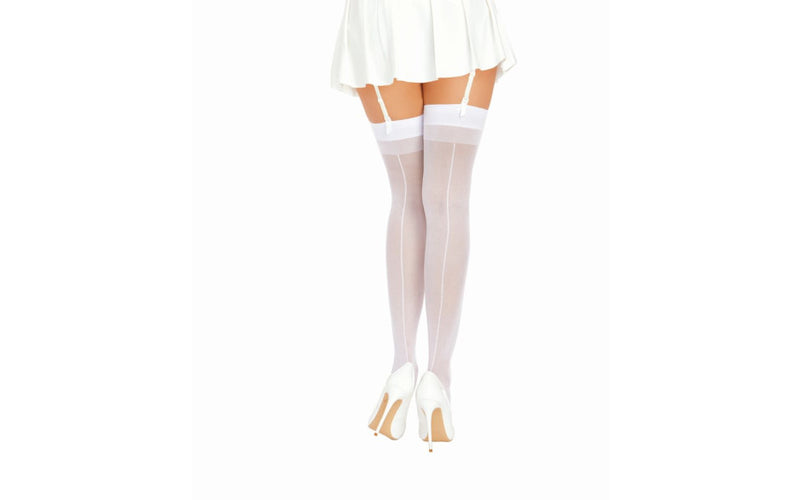Dreamgirl Back Seam Sheer Thigh High Stockings, Various Colours, One Size