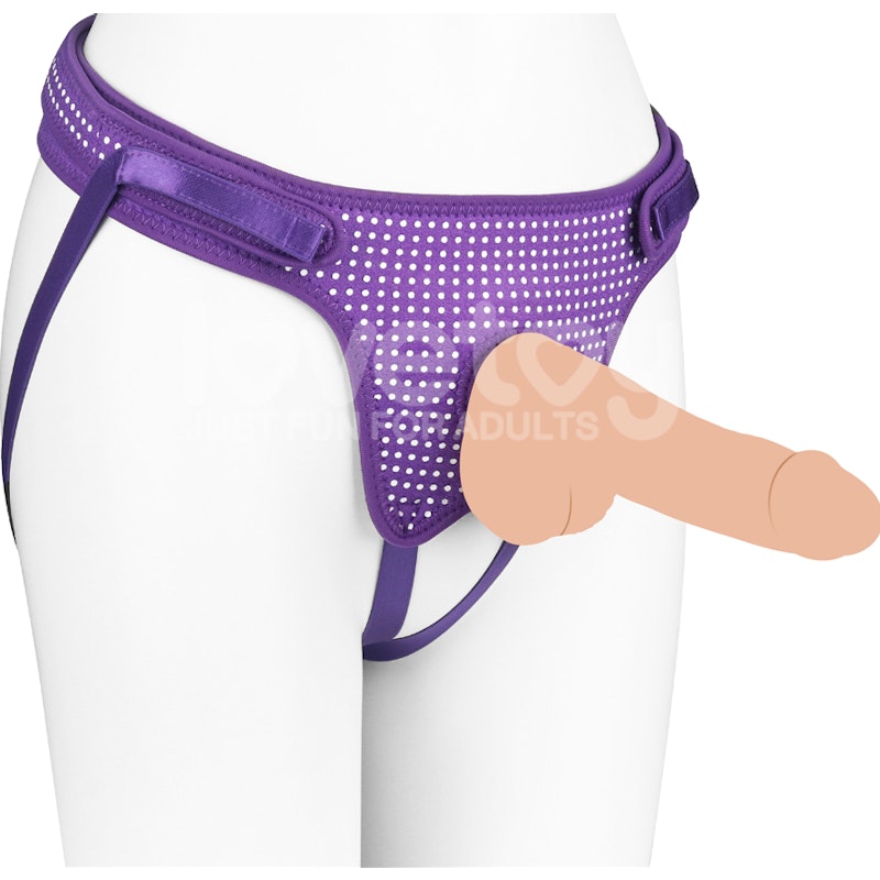 Lovetoy Easy Strap on Harness, Polka Dot Purple