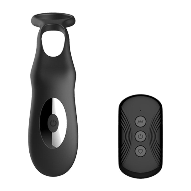 X-MEN Thrusting Silicone Butt Plug with Cockring and Remote, Black