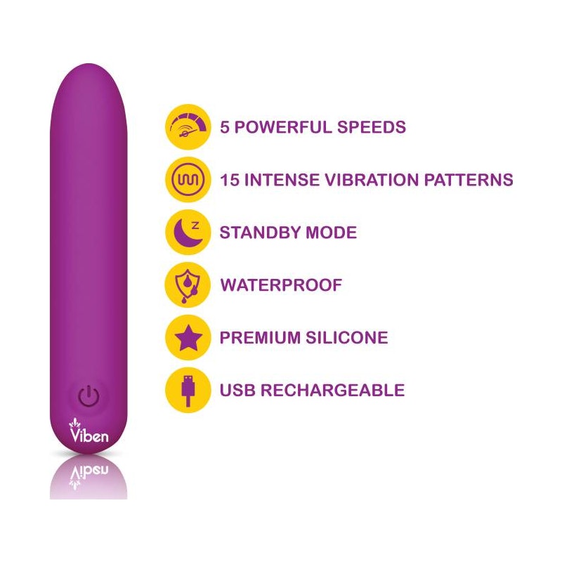 Viben Bombshell Mighty Bullet Vibrator, Berry