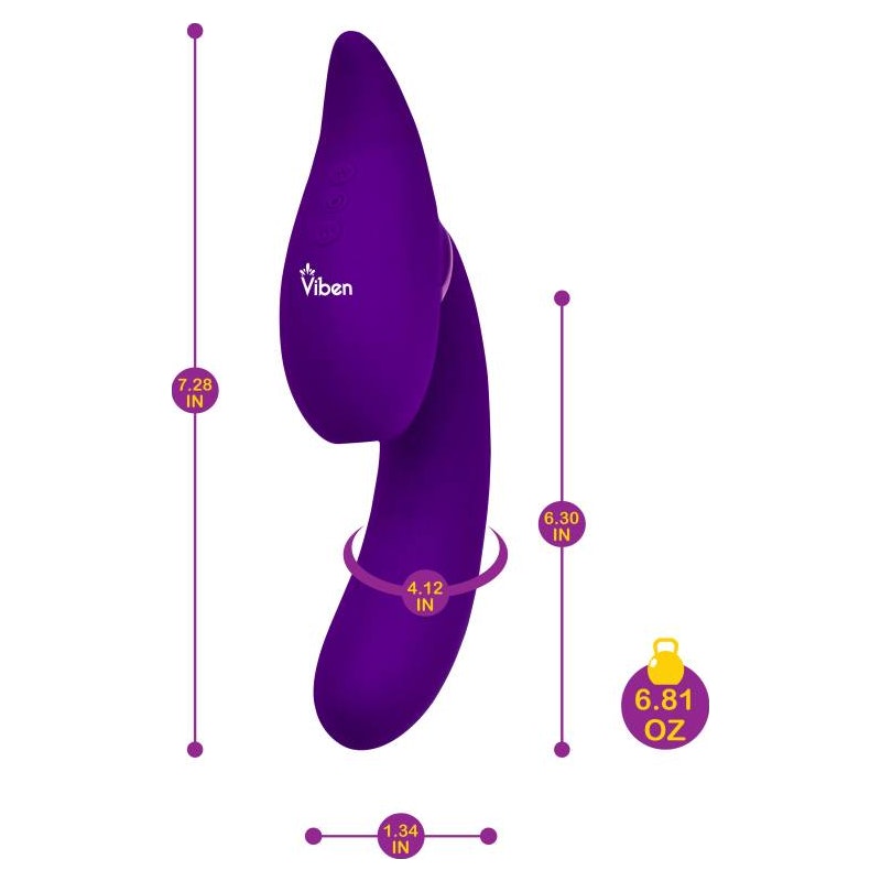 Viben Symphony Swivel Suction Head Triple Motor Vibrator, Purple