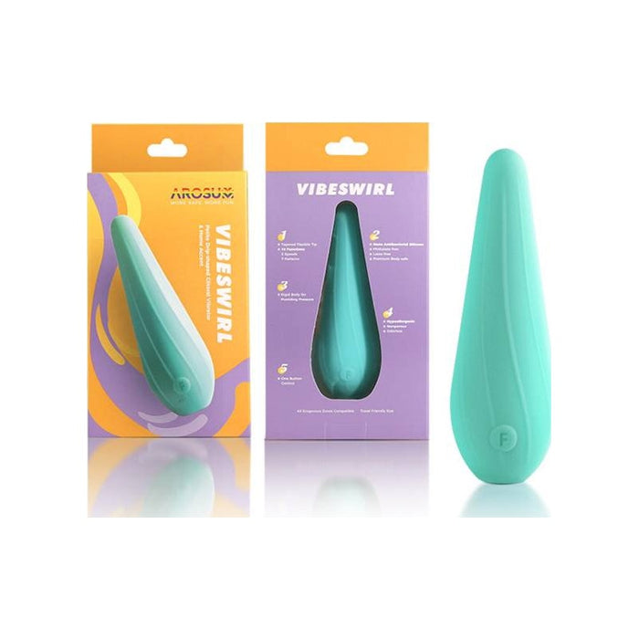 Arosum VibeSwirl Drip Shape Rechargeable Vibrator, Teal