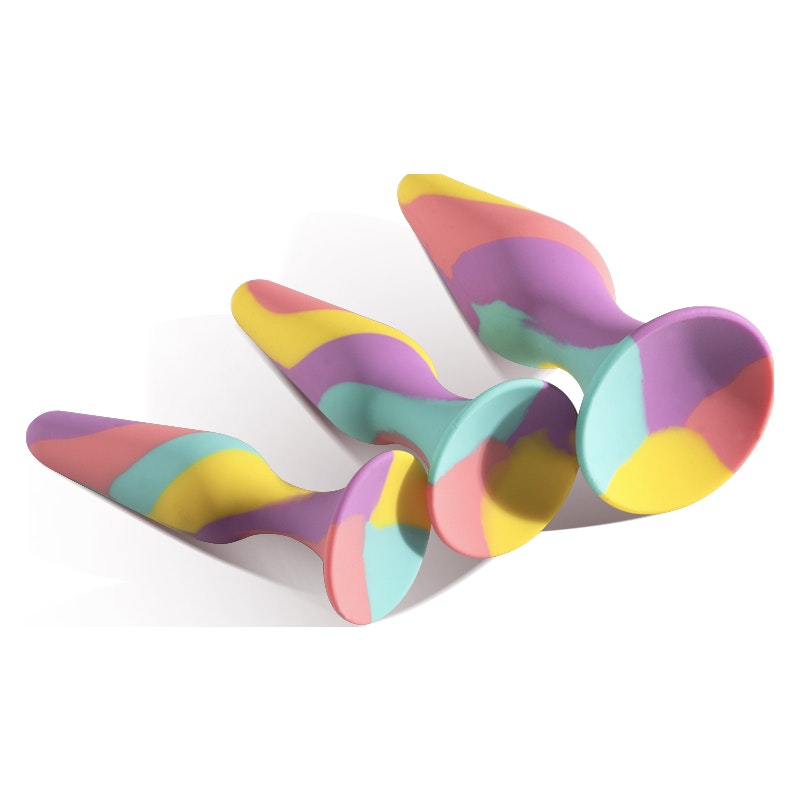 Arosum TriPlugs 3 Pc Silicone Anal Training Kit, Rainbow