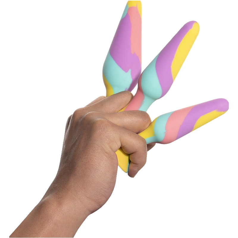 Arosum TriPlugs 3 Pc Silicone Anal Training Kit, Rainbow