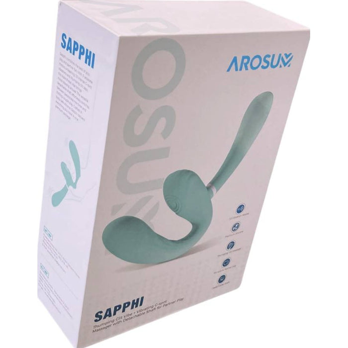 Arosum Sapphi Detachable Strapless Strap-on Double Vibrator, Teal