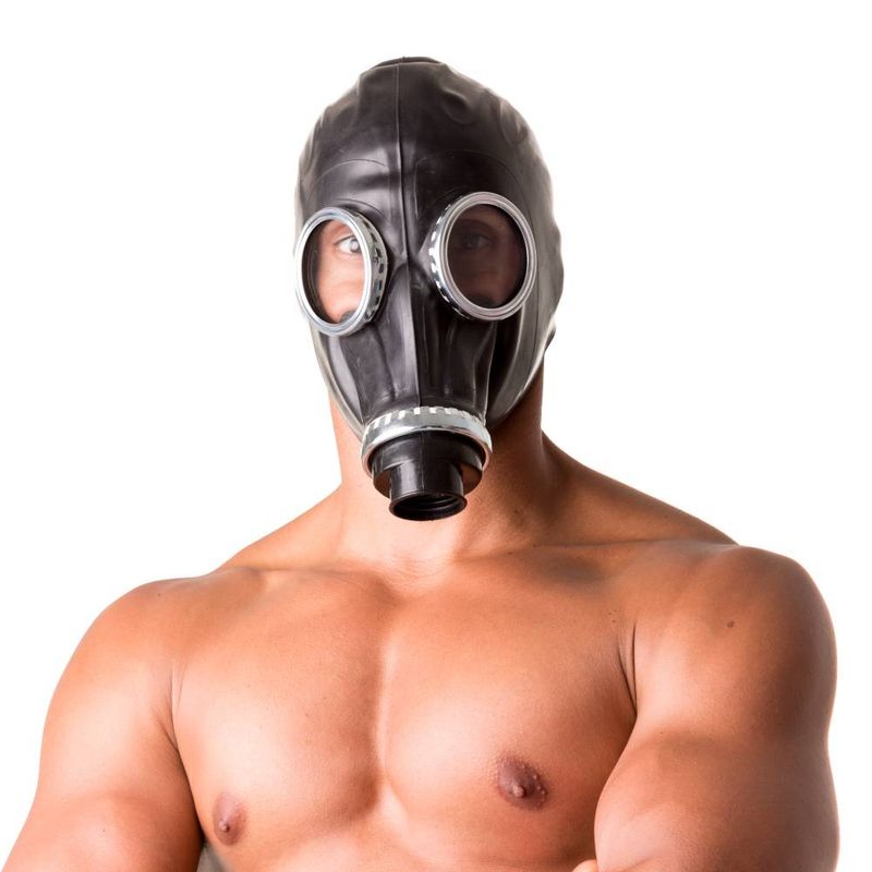 XTRM Classic 80s Fetish Rubber Gas Mask, Black