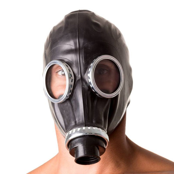 XTRM Classic '80s Fetish Rubber Gas Mask, Black