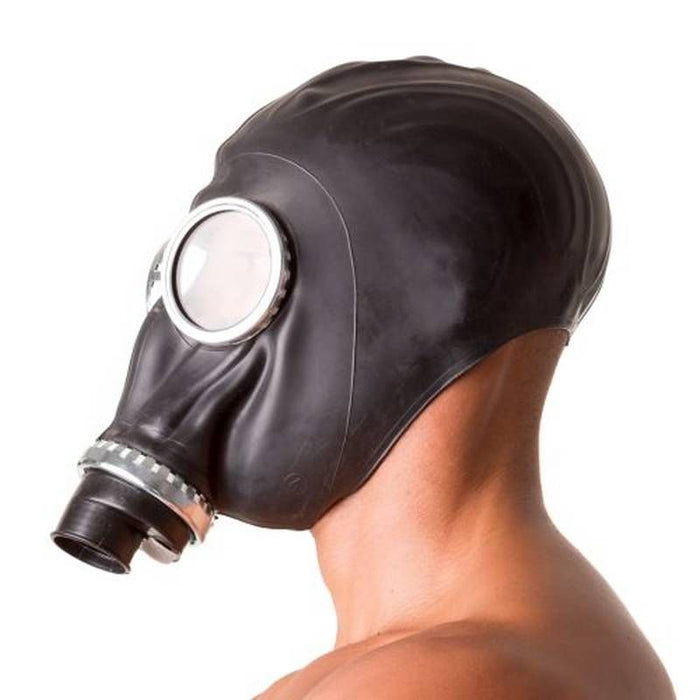 XTRM Classic '80s Fetish Rubber Gas Mask, Black