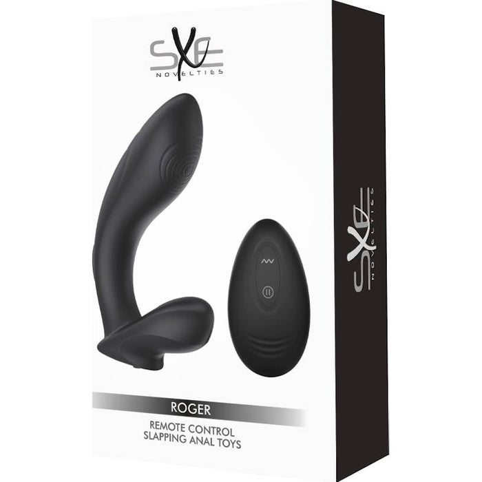 SXE Roger Remote Control Vibrating and Slapping Anal Dildo, Black