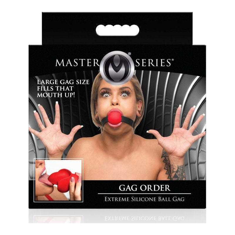 Master Series Gag Order Extreme Silicone Ball Gag, Red