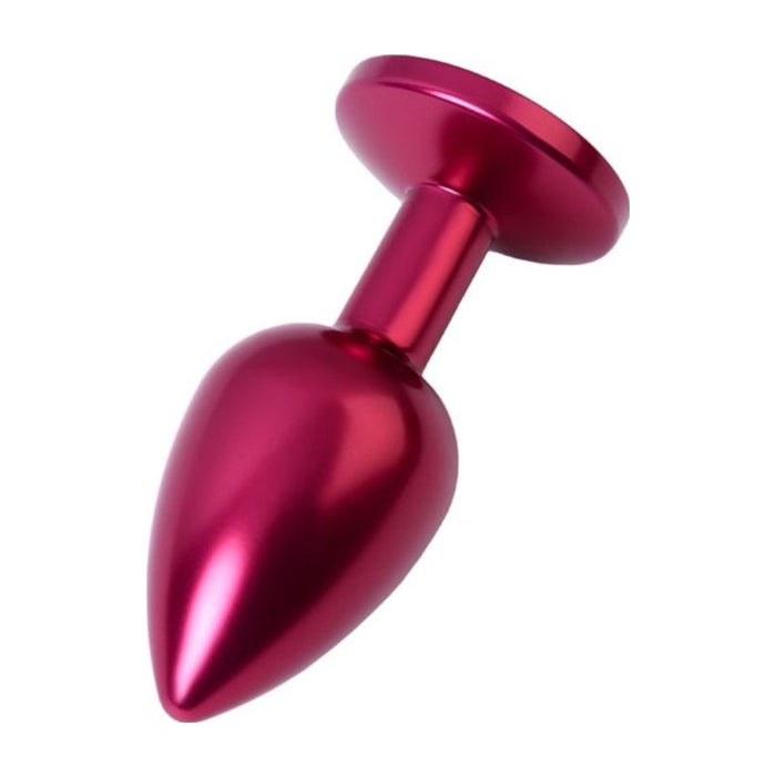 Metal Anal Plug w Red Crystal, Small, Red